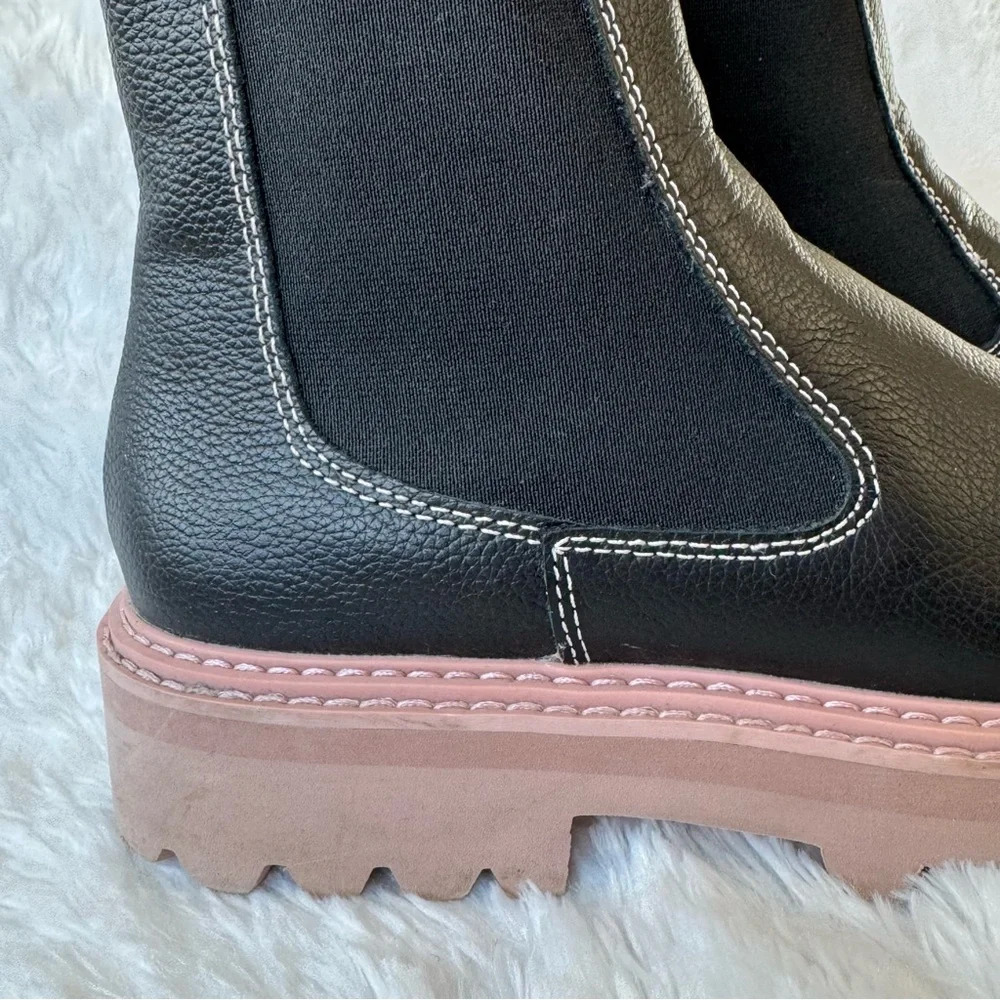 Dolce Vita Moana H20 Black Pink Leather Chelsea Waterproof Boot 7M